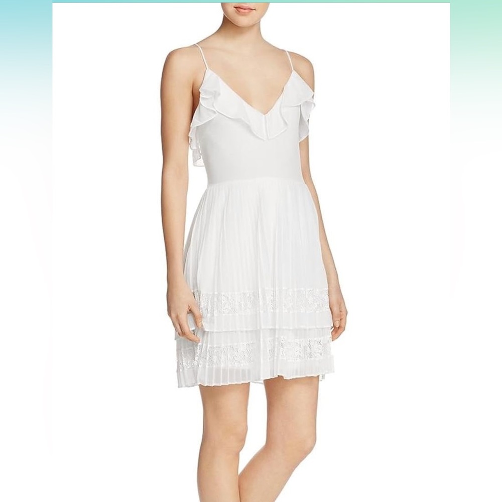 French Connection Women's Adanna Pleat Lace Jersey Dress XS (US 2 )